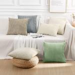 Simmore Decorative Fall Throw Pillow Covers 18x18 Set of 2, Soft Natural Plush Flannel Double-Sided Fluffy Couch Pillow Covers for Sofa Living Room, Cream White