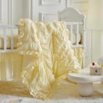 Ruffled Crib Bedding Set Baby Boho Quilted Comforter with Fitted Sheet and Bed Skirt - Cute Soft Breathable Seersucker Ruffled Shabby Chic Bedding Soft Blanket Design - Yellow