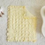 Ruffled Crib Bedding Set Baby Boho Quilted Comforter with Fitted Sheet and Bed Skirt - Cute Soft Breathable Seersucker Ruffled Shabby Chic Bedding Soft Blanket Design - Yellow