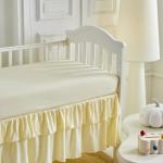 Ruffled Crib Bedding Set Baby Boho Quilted Comforter with Fitted Sheet and Bed Skirt - Cute Soft Breathable Seersucker Ruffled Shabby Chic Bedding Soft Blanket Design - Yellow