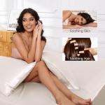 THXSILK Luxury Mulberry Silk Bed Sheets Set - 4pcs Silk Sheets Set 16" Deep Pocket - 1 Fitted Sheet, 1 Flat Sheet, 2 Pillowcases with Zipper Closure - Queen, White