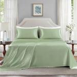 GOLAL Satin Sheets King Size - 4 Pieces Luxury Silky Soft Bed Sheets, Wrinkle-Free Sage Green Satin Silk Sheet Set with 1 Deep Pocket Fitted Sheet, 1 Flat Sheet, 2 Pillow Cases