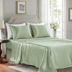 GOLAL Satin Sheets King Size - 4 Pieces Luxury Silky Soft Bed Sheets, Wrinkle-Free Sage Green Satin Silk Sheet Set with 1 Deep Pocket Fitted Sheet, 1 Flat Sheet, 2 Pillow Cases