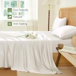 THXSILK Luxury Mulberry Silk Bed Sheets Set - 4pcs Silk Sheets Set 16" Deep Pocket - 1 Fitted Sheet, 1 Flat Sheet, 2 Pillowcases with Zipper Closure - Queen, White