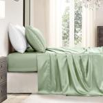GOLAL Satin Sheets King Size - 4 Pieces Luxury Silky Soft Bed Sheets, Wrinkle-Free Sage Green Satin Silk Sheet Set with 1 Deep Pocket Fitted Sheet, 1 Flat Sheet, 2 Pillow Cases