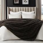 EVERGRACEHOME Ultra Soft Faux Fur Throw Blanket for Couch, Luxury Sculpted Texture Faux Rabbit Fur Blanket for Bed, Fluffy Thick Plush Warm Fuzzy Throw, 920GSM (Dark Brown, 50''x60'')