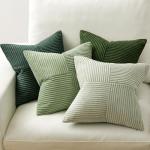 MIULEE Christmas Green Decorative Throw Pillow Covers 18x18 Inch Set of 4 Boho Farmhouse Cushion Covers Mordern Nordic Pillow Cases Soft Corduroy Gradient Home Decor for Couch Sofa Living Room Bed