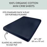 HonestBaby Unisex-Baby Fitted Mini Crib Sheets Set Standard Mattress, 100% Organic Cotton Baby Boys, Girls, Neutral, 1 Pack - Gray Heather (Mini), One Size