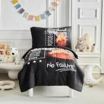 4 Pieces Basketball Toddler Bedding Set for Boys Girls Black Bed Set with Fire Cute Toddler Bed in a Bag - 1 Comforter + 1 Fitted Sheet +1 Flat Sheet +1 Pillowcase