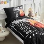 4 Pieces Basketball Toddler Bedding Set for Boys Girls Black Bed Set with Fire Cute Toddler Bed in a Bag - 1 Comforter + 1 Fitted Sheet +1 Flat Sheet +1 Pillowcase