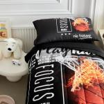 4 Pieces Basketball Toddler Bedding Set for Boys Girls Black Bed Set with Fire Cute Toddler Bed in a Bag - 1 Comforter + 1 Fitted Sheet +1 Flat Sheet +1 Pillowcase