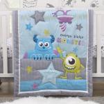 Disney Monsters, Inc. Cutest Little Monster Turquoise, Green, Purple, and Gray, Sully, Mike, and Randall 3 Piece Nursery Crib Bedding Set - Comforter, Fitted Crib Sheet, and Crib Skirt
