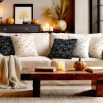 MIULEE Halloween Pillow Covers Cute Ghost Spooky Throw Pillows Set of 2 Soft Plush Faux Fur Decorative Cushion Covers for Couch Sofa Bed Porch Living Room Halloween Decor 18x18 inch Black