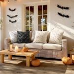 MIULEE Halloween Pillow Covers Cute Ghost Spooky Throw Pillows Set of 2 Soft Plush Faux Fur Decorative Cushion Covers for Couch Sofa Bed Porch Living Room Halloween Decor 18x18 inch Black
