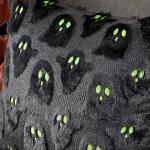MIULEE Halloween Pillow Covers Cute Ghost Spooky Throw Pillows Set of 2 Soft Plush Faux Fur Decorative Cushion Covers for Couch Sofa Bed Porch Living Room Halloween Decor 18x18 inch Black