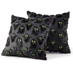 MIULEE Halloween Pillow Covers Cute Ghost Spooky Throw Pillows Set of 2 Soft Plush Faux Fur Decorative Cushion Covers for Couch Sofa Bed Porch Living Room Halloween Decor 18x18 inch Black