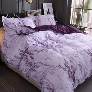 Feelyou King Bedding Duvet Cover Set Grape Reversible Marble Luxury Microfiber Lightweight Down Comforter Quilt Cover with Zipper Closure Best Organic 3PCS