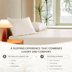 THXSILK Luxury Mulberry Silk Fitted Sheet Set 3 Pcs, Full Silk Bed Sheet Set with 16" Deep Pockets, Soft & Cooling Sheets, 1 Fitted Sheet, 2 Pillowcases with Zipper Closure - White