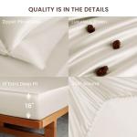 THXSILK Luxury Mulberry Silk Fitted Sheet Set 3 Pcs, Full Silk Bed Sheet Set with 16" Deep Pockets, Soft & Cooling Sheets, 1 Fitted Sheet, 2 Pillowcases with Zipper Closure - White
