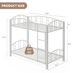 GarveeHome Metal Bunk Bed Twin Over Twin, Heavy Duty Bunkbeds Frame with Arched Guardrail and Safety Ladder, Sturdy Steel Bed for Kids Boys Girls, Space-Saving, No Box Spring Needed, Modern White