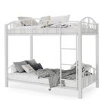 GarveeHome Metal Bunk Bed Twin Over Twin, Heavy Duty Bunkbeds Frame with Arched Guardrail and Safety Ladder, Sturdy Steel Bed for Kids Boys Girls, Space-Saving, No Box Spring Needed, Modern White