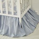 Brandream 3 Pieces French Country Toile Crib Bedding Set for Girls Vintage Blue Toile Floral Print 100% Cotton Baby Girl Nursery Bedding Collection - Ruffles Quilt,Toile Crib Sheet,Crib Bed Skirt