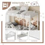 GarveeHome Metal Bunk Bed Twin Over Twin, Heavy Duty Bunkbeds Frame with Arched Guardrail and Safety Ladder, Sturdy Steel Bed for Kids Boys Girls, Space-Saving, No Box Spring Needed, Modern White