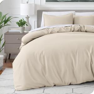 Bare Home Bedding Duvet Cover Queen Size - Premium 1800 Super Soft Collection - Lightweight, Cooling Duvet Cover - Soft Breathable Bedding (Queen, Sand)