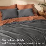 Double Stitch Cashmere Cotton Duvet Cover Set - Mongolian Cashmere and Pima Cotton Blend Bedding, Luxury Warm Duvet Cover King Size, with Button Closure, Ash Black, 106" x 90"