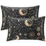 EXQ Home Satin Pillowcase for Hair and Skin Queen - Black Printed Silk Pillow Cases 2 Pack 20x30 inches - Satin Pillow Cases Set of 2 with Envelope Closure, Gifts for Women Men