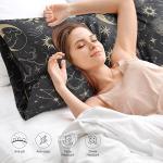 EXQ Home Satin Pillowcase for Hair and Skin Queen - Black Printed Silk Pillow Cases 2 Pack 20x30 inches - Satin Pillow Cases Set of 2 with Envelope Closure, Gifts for Women Men