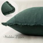 MIULEE Linen Pillow Covers 18x18 Inch Dark Green Decorative Throw Pillows with Fringe Pack of 4 Soft Farmhouse Boho Couch Pillows Home Decors for Sofa Cushion Living Room Bed