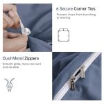 JELLYMONI Bedding Duvet Cover Queen Size - 100% Washed Cotton Linen Like Textured Comforter Cover, 3 Pieces Breathable Soft Bedding Set with Zipper Closure (Blue, Queen 90"x90")