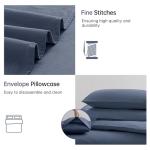 JELLYMONI Bedding Duvet Cover Queen Size - 100% Washed Cotton Linen Like Textured Comforter Cover, 3 Pieces Breathable Soft Bedding Set with Zipper Closure (Blue, Queen 90"x90")
