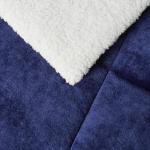 Amazon Basics Reversible Sherpa Comforter Set with Pillow Sham, Navy, Queen/Full