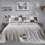 Comforter Set Queen Size Plaid Patchwork Comforter Bedding-7 Piece Bed in a Bag,Soft Fluffy Reversible Microfiber Bedding Set(1 Comforter,1 Flat Sheet,1 Fitted Sheet,2 Pillowcases,2 Pillow Shams),Grey