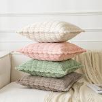 MIULEE Cream White Corduroy Decorative Throw Pillow Covers Pack of 2 Soft Striped Pillows Pillowcases with Broad Edge Modern Winter Cute Boho Home Decor for Couch Sofa Bed 18x18 Inch