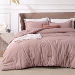Bedsure Queen Comforter Set - Dusty Rose Soft Bedding for All Seasons, Cationic Dyed Bed Set, 3 Pieces, 1 Queen Size Comforter (90"x90") and 2 Pillow Shams (20"x26"+2")