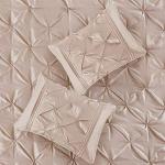 Madison Park Laurel Cozy Comforter Set - Traditional Tufted Faux Silk Design, All Season Down Alternative Bedding with Matching Shams, Decorative Pillow, Blush Queen(90"x90") 7 Piece