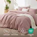 Bedsure Queen Comforter Set - Dusty Rose Soft Bedding for All Seasons, Cationic Dyed Bed Set, 3 Pieces, 1 Queen Size Comforter (90"x90") and 2 Pillow Shams (20"x26"+2")