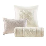 Madison Park Laurel Cozy Comforter Set - Traditional Tufted Faux Silk Design, All Season Down Alternative Bedding with Matching Shams, Decorative Pillow, Blush Queen(90"x90") 7 Piece
