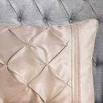 Madison Park Laurel Cozy Comforter Set - Traditional Tufted Faux Silk Design, All Season Down Alternative Bedding with Matching Shams, Decorative Pillow, Blush Queen(90"x90") 7 Piece