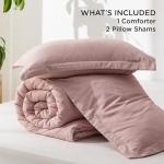Bedsure Queen Comforter Set - Dusty Rose Soft Bedding for All Seasons, Cationic Dyed Bed Set, 3 Pieces, 1 Queen Size Comforter (90"x90") and 2 Pillow Shams (20"x26"+2")
