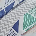 4 Pieces Toddler Bedding Set for Boys Girls - Ultra Soft Yellow Orange Navy Green Trangles Cubes Stripes Bed in a Bag - Comforter Set, Fitted Sheet, Flat Sheet, Pillowcses