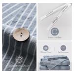 JELLYMONI Cotton Duvet Cover Full Size - Blue Vertical Pinstriped Comforter Cover with Button 100% Washed Cotton 3PCS Breathable Soft Solid Bedding Set Duvet Cover 80×90in & 2 Pillowcases
