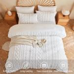 MR&HM White Boho Comforter Set, Farmhouse Bedding Set, Queen Bed in a Bag Set 7 Pieces with 1 Comforter, 2 Pillow Shams, 2 Pillowcases, 1 Flat Sheet, 1 Fitted Sheet for All Seasons