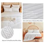 MR&HM White Boho Comforter Set, Farmhouse Bedding Set, Queen Bed in a Bag Set 7 Pieces with 1 Comforter, 2 Pillow Shams, 2 Pillowcases, 1 Flat Sheet, 1 Fitted Sheet for All Seasons