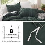 Bedsure Luxury Duvet Cover Queen Size - Striped Tufted Boho Bedding Set, Shabby Chic Home Bedding (90"x90") with 2 Pillowcases for All Season, Forest Green，Comforter Not Included