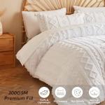 MR&HM White Boho Comforter Set, Farmhouse Bedding Set, Queen Bed in a Bag Set 7 Pieces with 1 Comforter, 2 Pillow Shams, 2 Pillowcases, 1 Flat Sheet, 1 Fitted Sheet for All Seasons