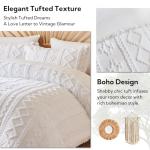 MR&HM White Boho Comforter Set, Farmhouse Bedding Set, Queen Bed in a Bag Set 7 Pieces with 1 Comforter, 2 Pillow Shams, 2 Pillowcases, 1 Flat Sheet, 1 Fitted Sheet for All Seasons